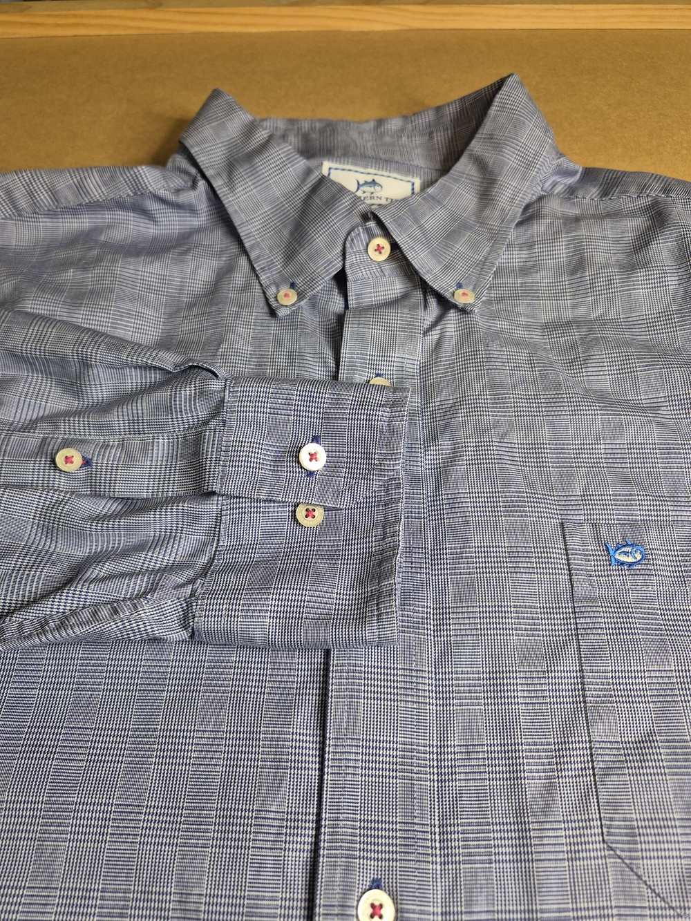 Southern Tide Men's Blue Glen Plaid Button-Down Shirt 4634/4